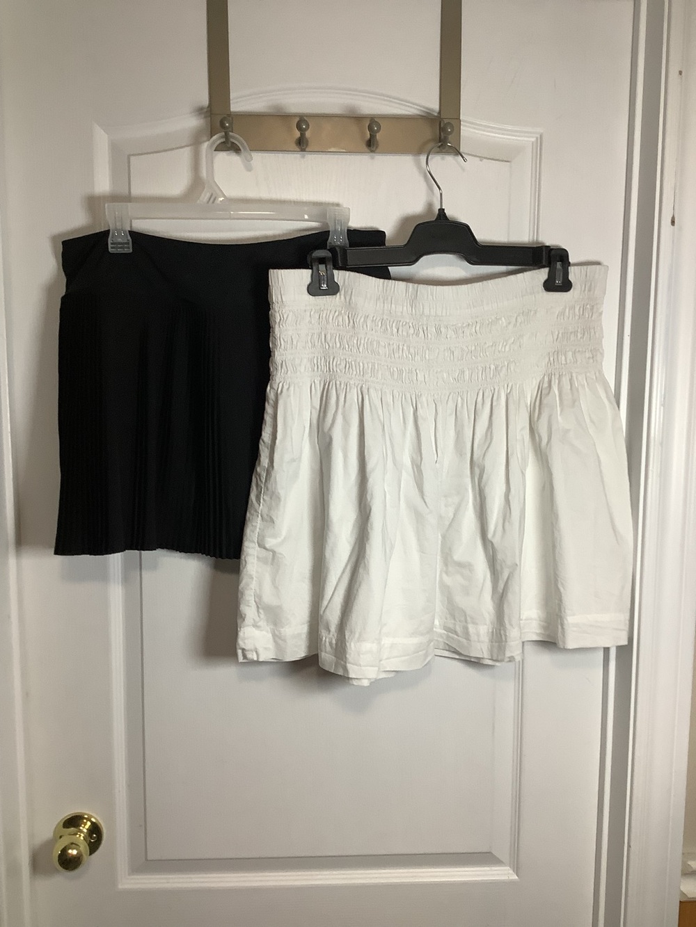 Black Pleated Skort & White Smocked Waist Skirt Duo